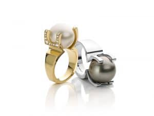 exclusieve ringen met tahitiparels en diamanten in 18 karaat geelgoud of witgoud spiderpearls cober exclusieve ringen