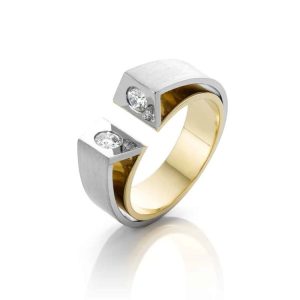 ring witgoud met geelgoud en diamanten at first sight cober 1