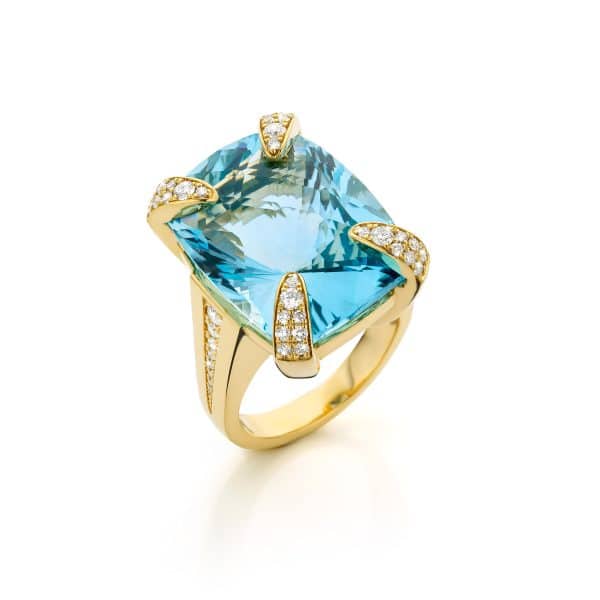 Ring with Swiss Blue Topaz