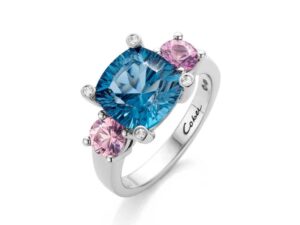 Ring with Topaz pink Sapphire and Diamond