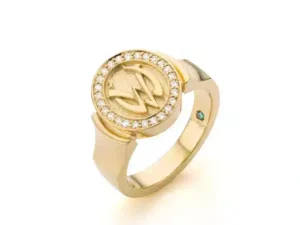 Unique Signet Ring with Diamonds.