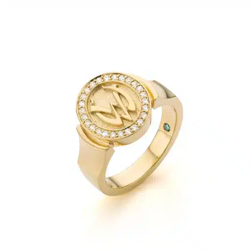 Unique Signet Ring with Diamonds.