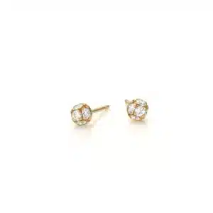 Yellow gold ear studs with Diamonds