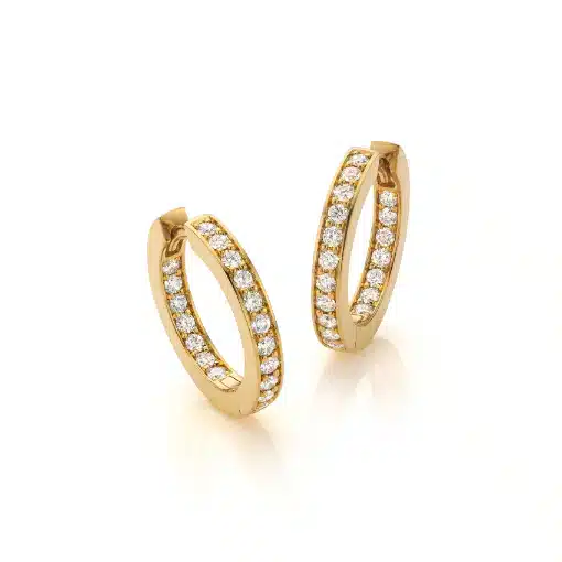 Yellow gold earrings hidden diamonds