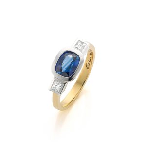 Ring with Diamond and Sapphire
