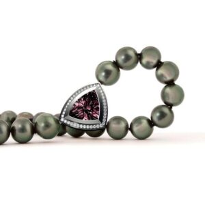 Collier met Tahiti parels en rood oranje Morganiet