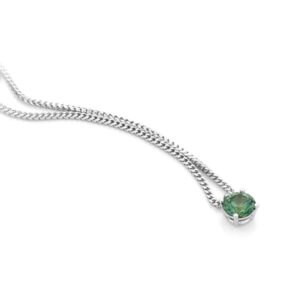 Witgouden hanger met groene Saffier