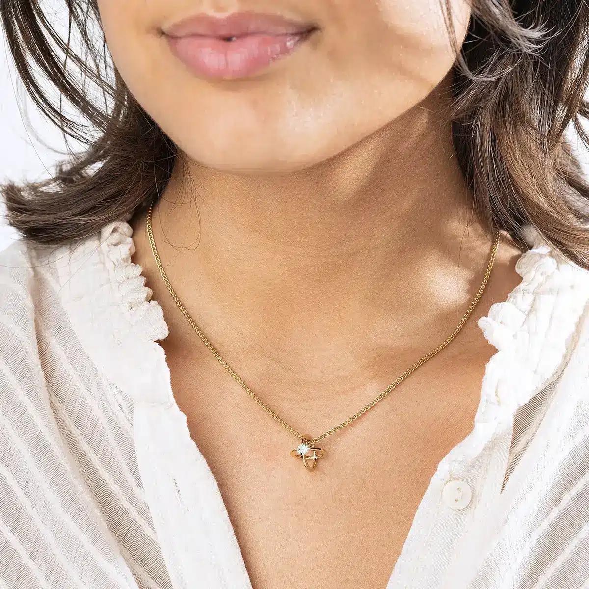 Hanger 14 karaat geelgoud met lichtgroene Saffier - Afbeelding 3