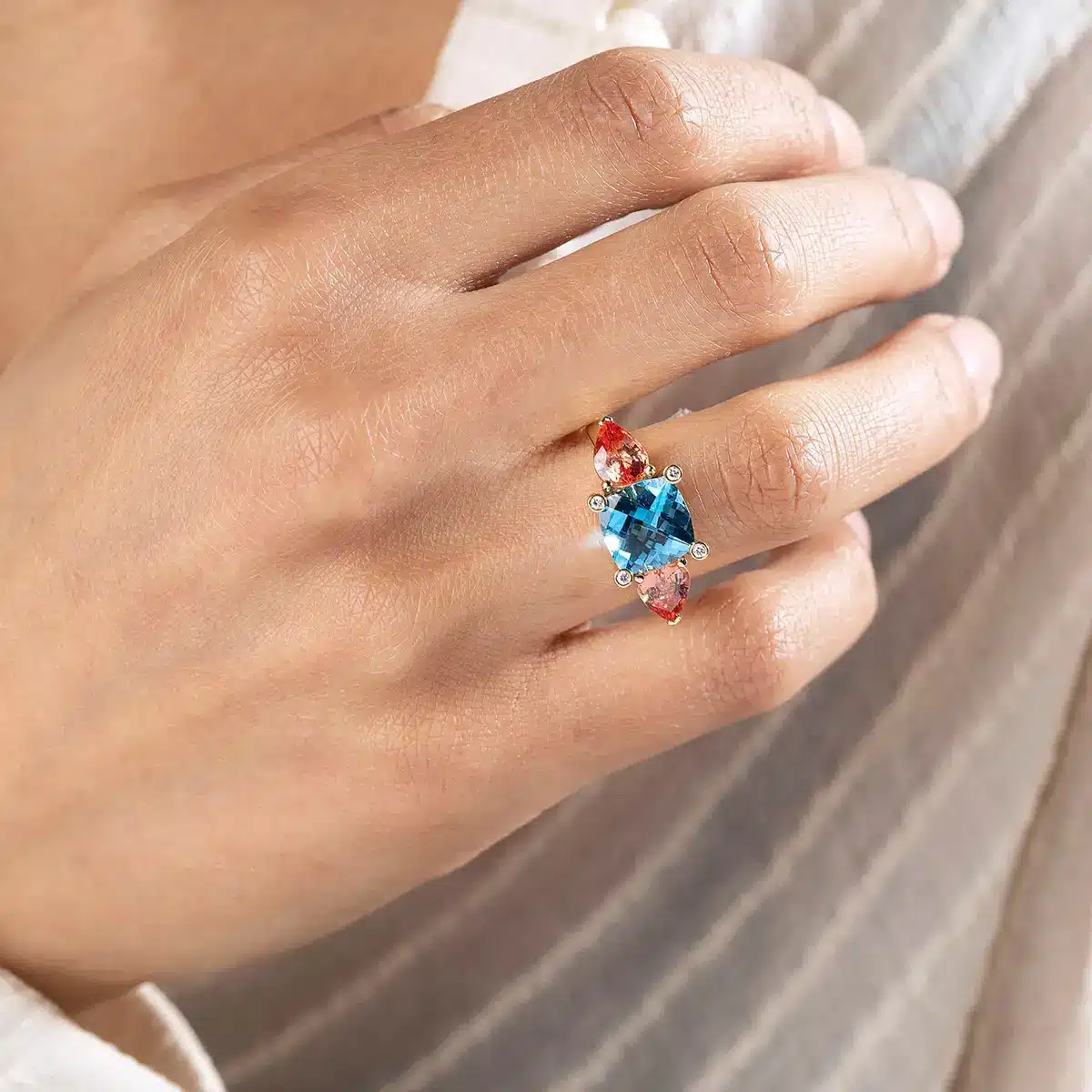 Ring met Topaas en Padparadscha - Afbeelding 5