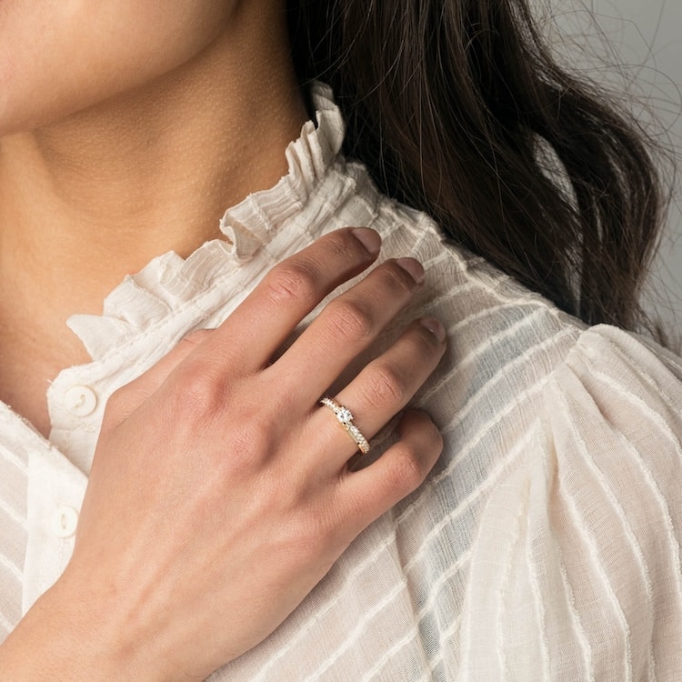 Diamanten ring in 14K geelgoud