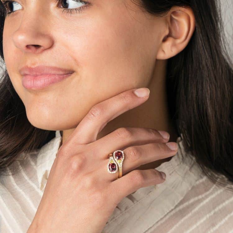 Ring with diamond and Spinel Medusa