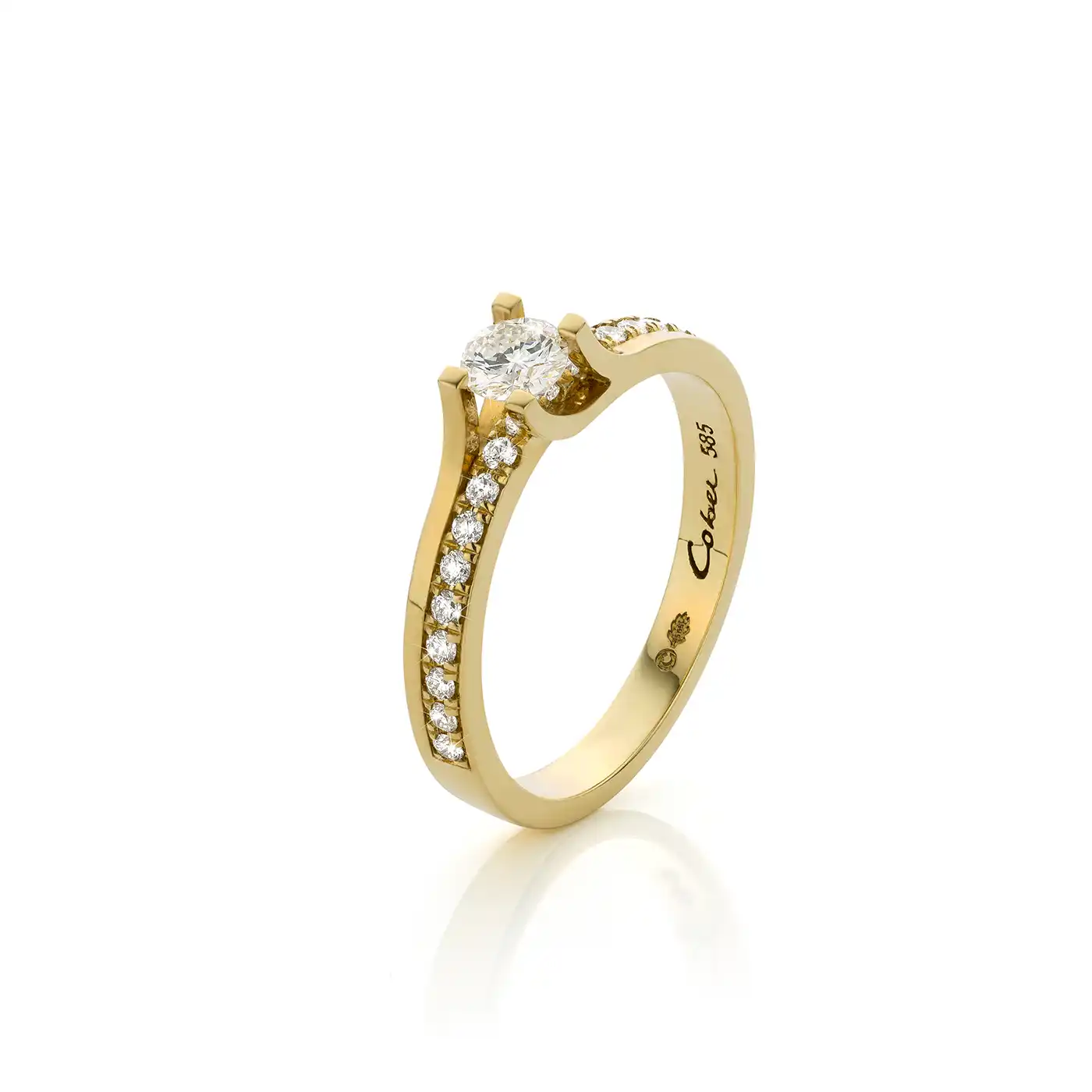 Diamanten ring in 14K geelgoud