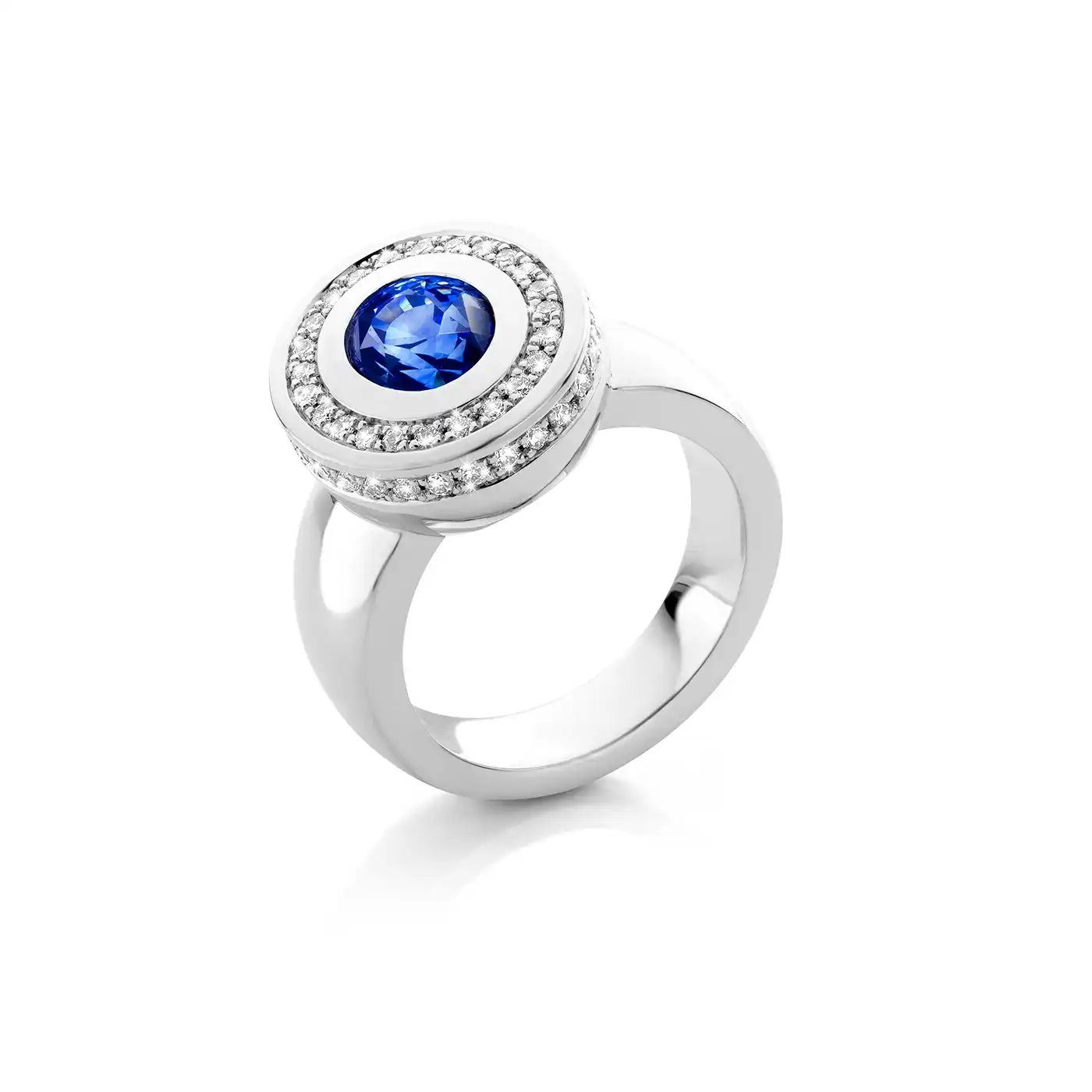 Ring “Ceylon Deco” met blauwe Saffier