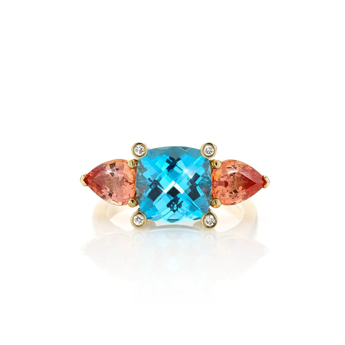 Ring met Topaas en Padparadscha - Afbeelding 3