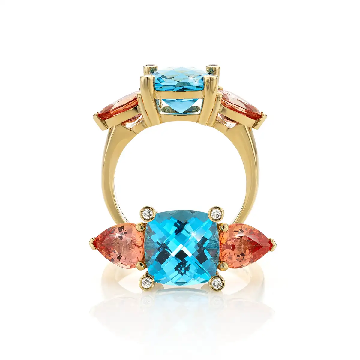 Ring met Topaas en Padparadscha - Afbeelding 4