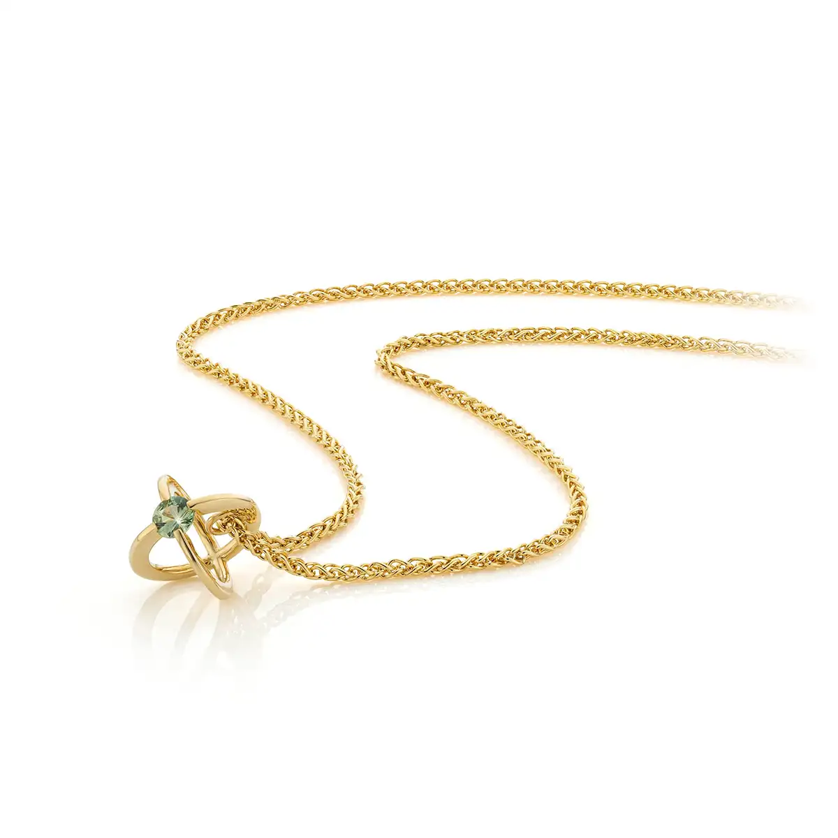 Hanger 14 karaat geelgoud met lichtgroene Saffier - Afbeelding 2