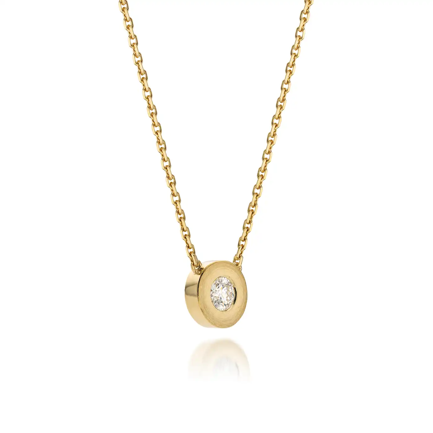 Hanger geelgoud rond met diamant - Afbeelding 2