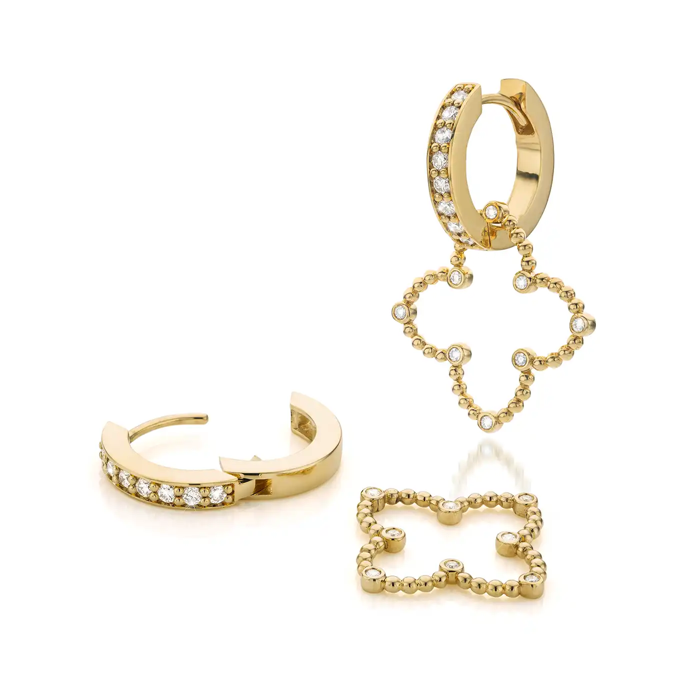 Geelgouden oorbellen met diamanten - Afbeelding 2