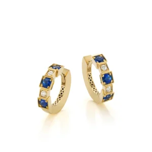 Oorbellen met Diamant en Saffieren