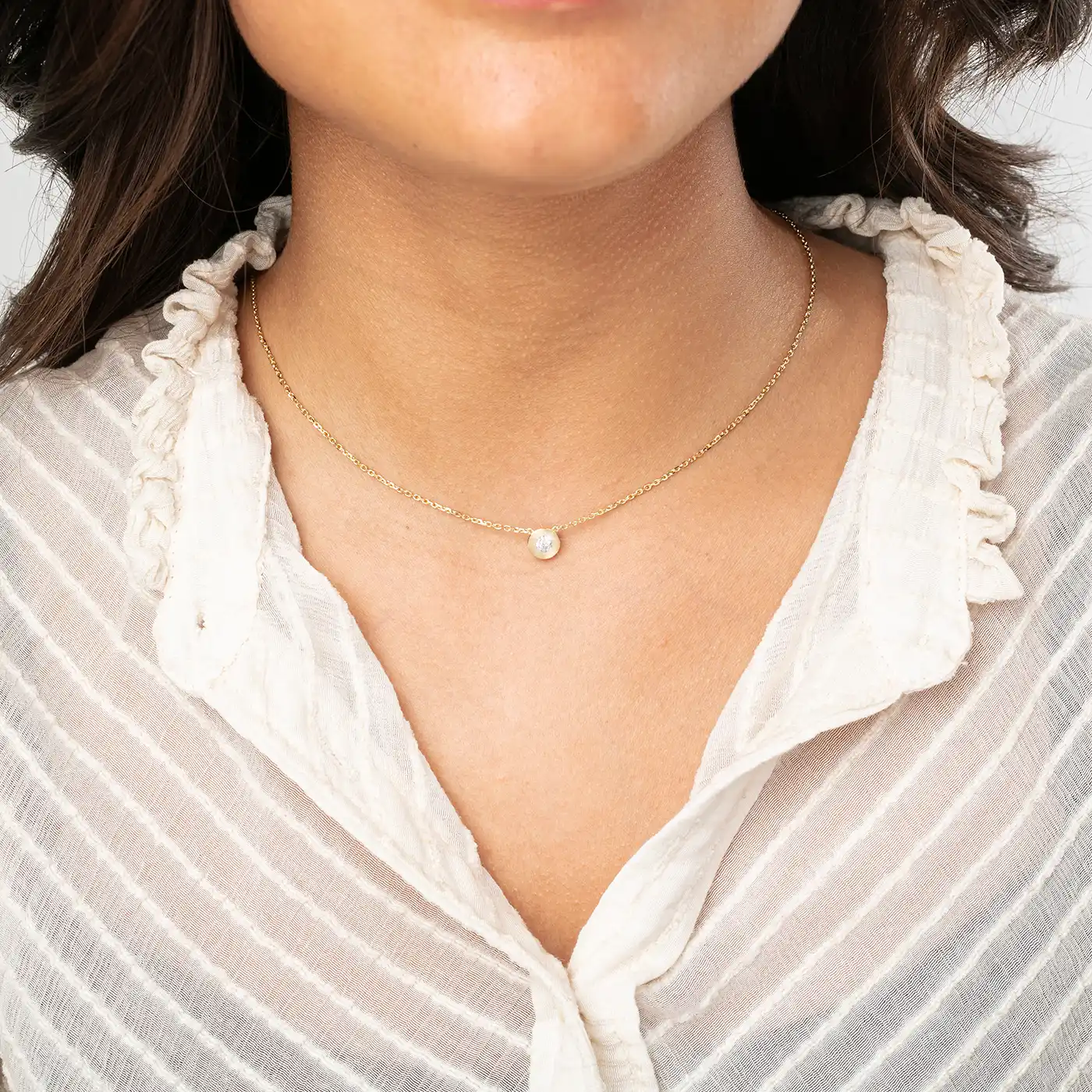 Hanger geelgoud rond met diamant - Afbeelding 3