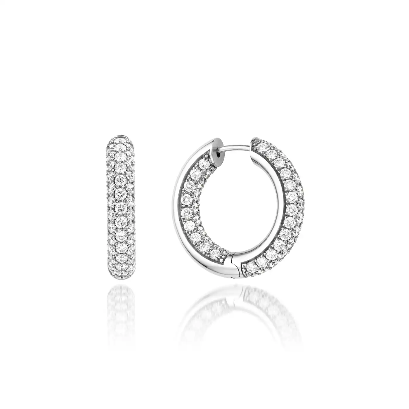 Large white gold earrings with diamonds