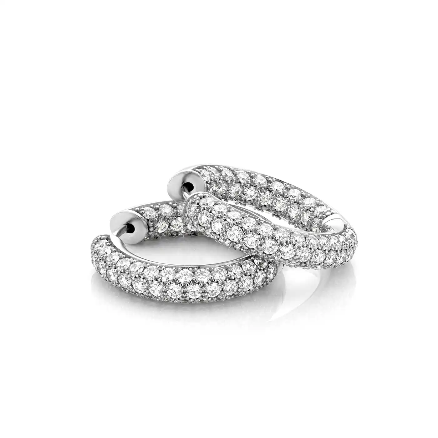 Large white gold earrings with diamonds