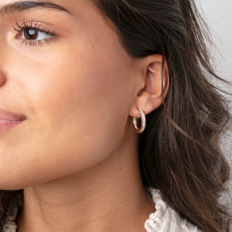 Luxe grote creolen in geelgoud met diamant