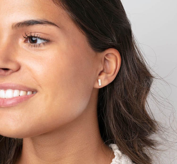 Oorknopjes met diamant “Tube”