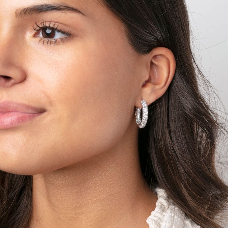 Large white gold earrings with diamonds