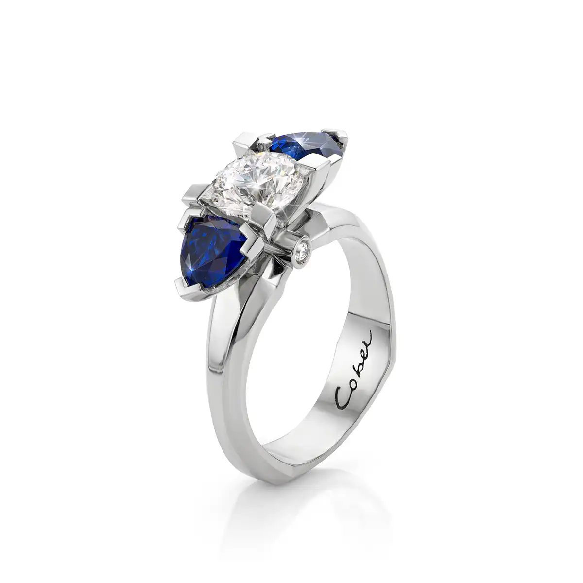 Ring met saffieren en diamant