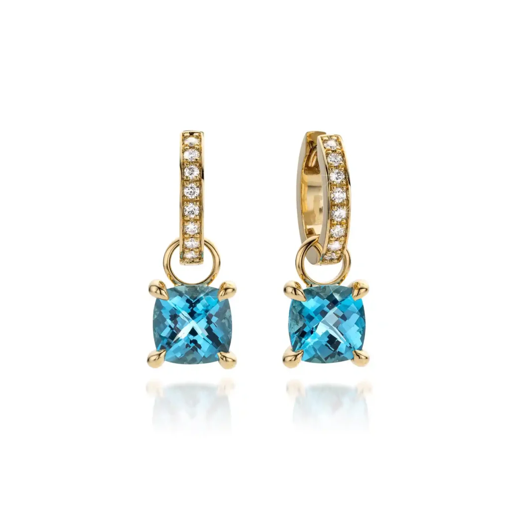 Oorbellen met diamant en Topaas