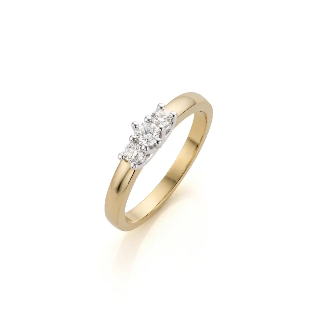 Witgouden met geelgouden ring met diamanten