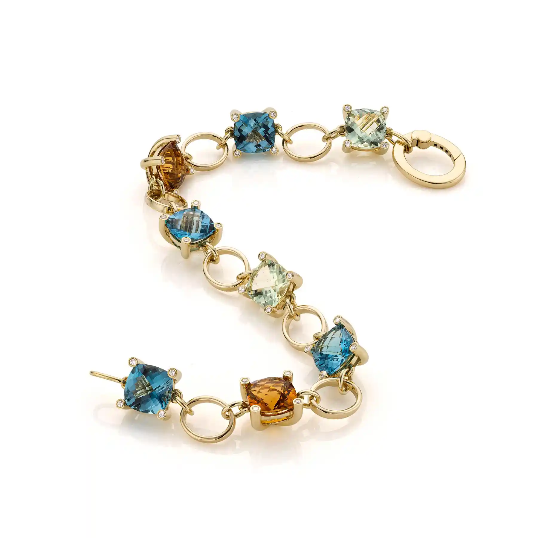 Armband met Prasioliet, Topaas en Whisky Quartz